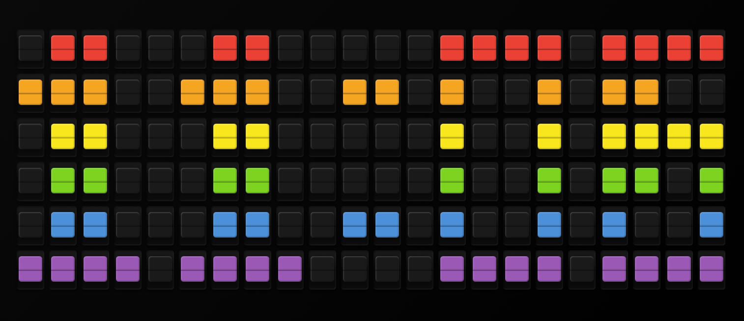 A colorful visual clock rendered in board bits