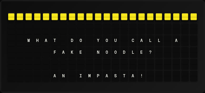 Dad Jokes displayed on a split-flap board