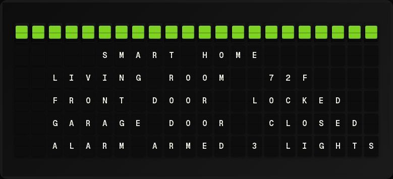 Home Assistant displayed on a split-flap board