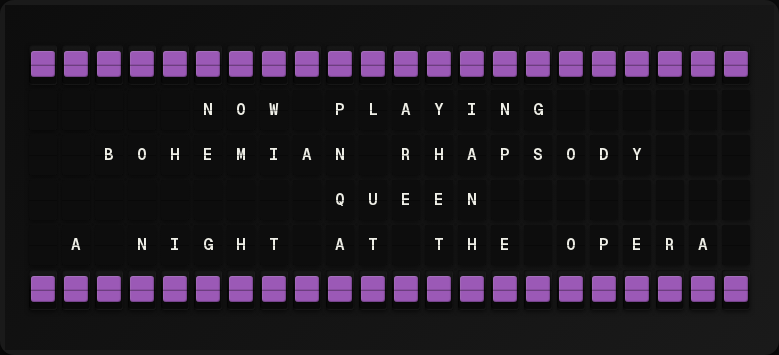 Last.fm Now Playing displayed on a split-flap board