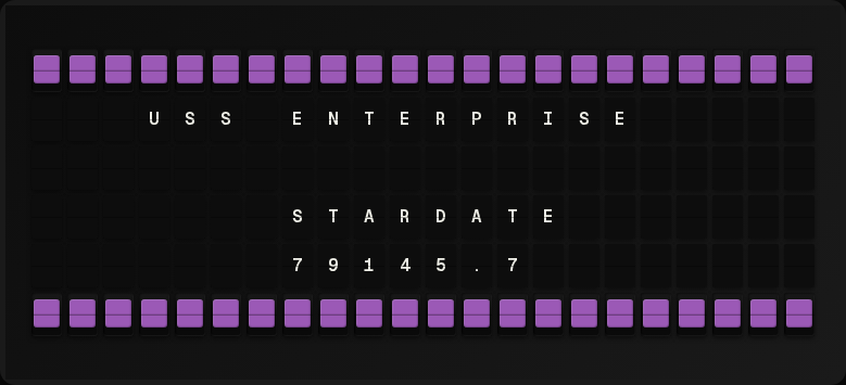 Stardate displayed on a split-flap board