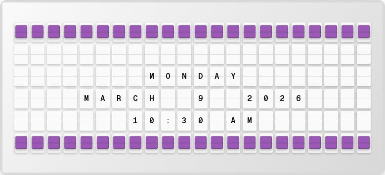 Date and Time on split-flap board