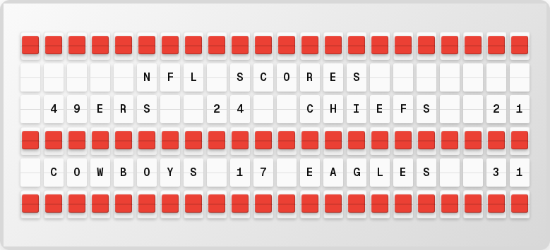 Sports scores on split-flap board