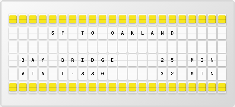 Traffic display on split-flap board
