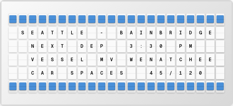 WSDOT Ferries on split-flap board